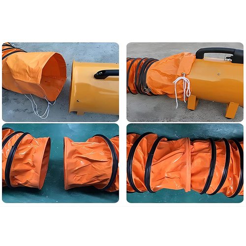 PVC Flexible Duct Hose, HVAC Duct Hosing Flame Retardant for 8in Ventilator Utility Blower Fan with Adjustable Rope and D-Ring, Easy Storage (8inx16ft)