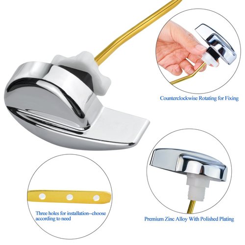 Jmkcoz Angle Fitting Side Mount Toilet Flush Lever Handle for TOTO Toilet Tank Universal Fit for Most Toilet, Toilet Repair Handle with Nut, Copper Lever