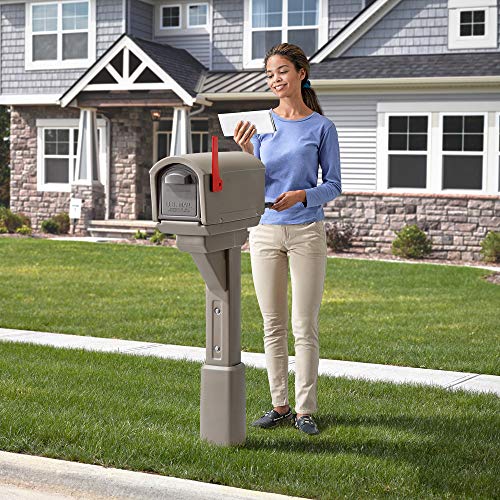 Step2 MailMaster Express Mailbox with Flag, Large Weather-Resistant Outdoor Post, Mocha