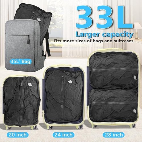 LAG Vacuum Bags for Travel Luggage with Wireless Pump, Revolutionary Reusable Compression Bags for Carry On Suitcases and Backpack, Vacuum Seal Packing cube for Cloth Packing
