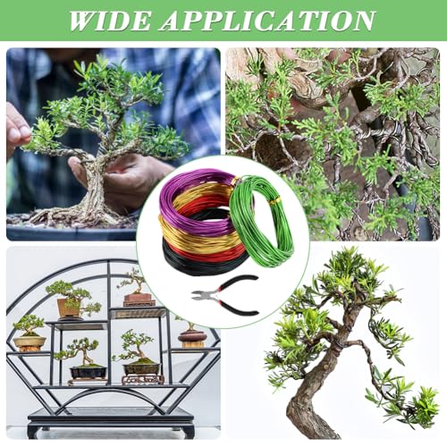 Tree Training Wire Kit - 5 Rolls (164ft),Bonsai Training Wires with Wire-Cutter,Aluminum Wires Bonsais Tool Kit, Bonsai Accessories for Bonsais Trees Indoor Garden DIY Tools