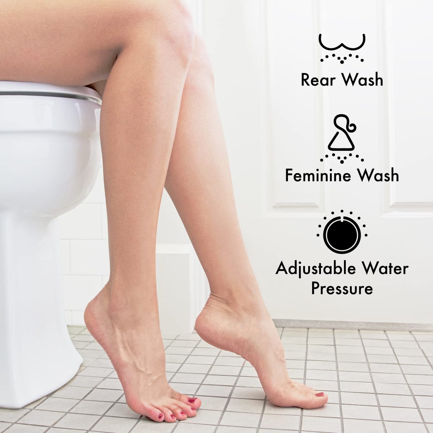 SHIKITEK Bidet Attachment for Existing Toilet Seats, Ultra-Slim, Non Electric, Dual Nozzle, Rear & Feminine Wash, Fresh Cold Water Sprayer, Badays Bedets Bedits Badette Bidgets, Silver