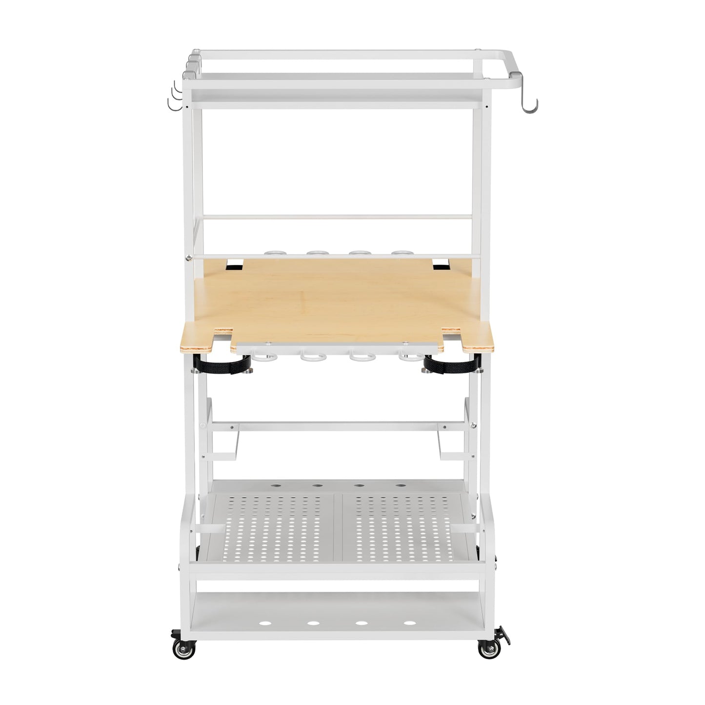 bimiti Freestanding Ski Rack for Garage, 2-Tier Ski Organizer with Storage for 4 Pairs of Skis, Boots, Poles, Goggles & Helmet, Space-Saving Ski Storage Rack for Home