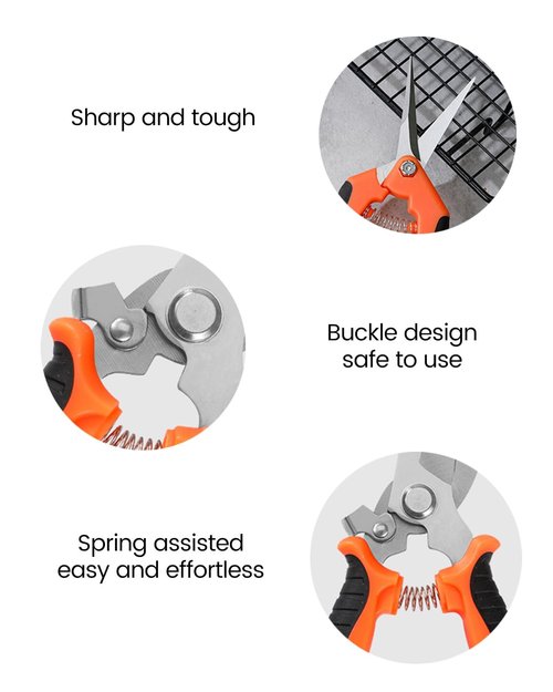 3 PCS Pruning Shears Set, Professional Garden Scissors with Stainless Steel Blades for Plants/Flowers/Small Branches, Orange
