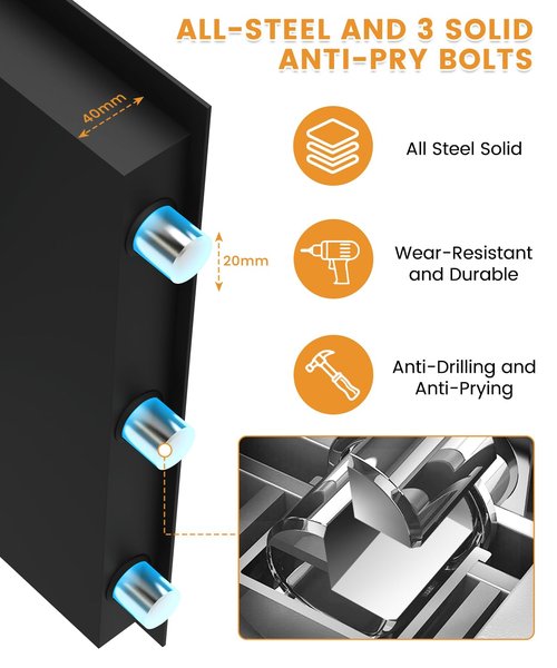 3.4 Cuft Fire Proof Safe for Home Documents, Safe Box Fireproof Waterproof, Digital Security Fire And Water Proof Safes Box With Combination Keypad, Mute Mode, Anti-Theft Alert Jewelry For Money Cash