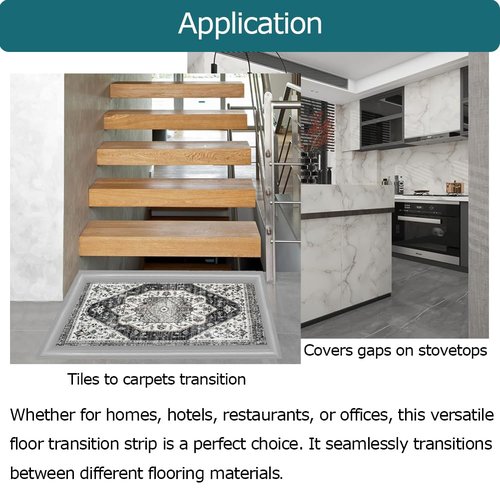Tintvent Carpet Floor Transition Strip, Self-Adhesive Carpet to Tile Transition Edging Trim Suitable for Door Threshold/Wood Floor, Cover Height Within 5mm – Gray(10Ft)