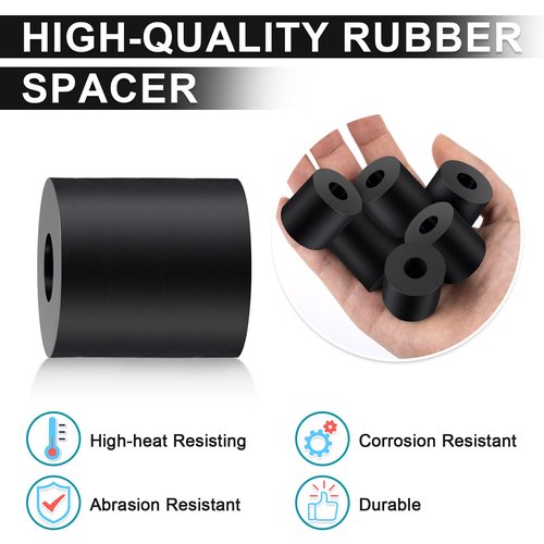 Rubber Spacer 1 Inch OD x 3/8 Inch ID x 1 Inch Thickness Rubber Bushing Round Thick Washers Spacers Anti Vibration Neoprene Rubber Cylinder with Hole for Home Hardware Car Accessories - 6 Pcs