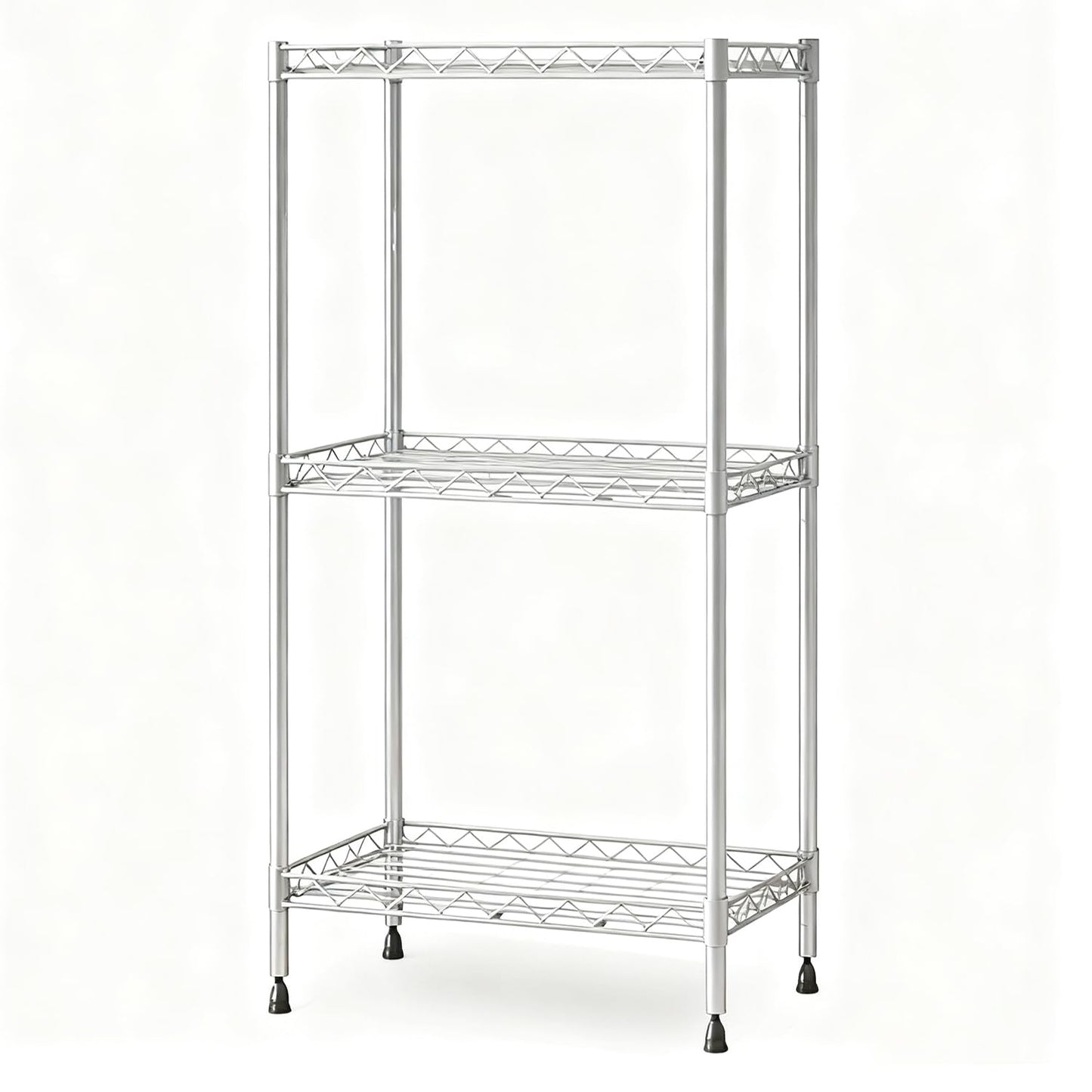 3-Tier Wire Shelving Unit, 1000 lbs Capacity, Adjustable Metal Storage Shelves for Kitchen, Pantry, Garage & Warehouse, Heavy-Duty Steel Organizer (Silver，Easy Assembly)
