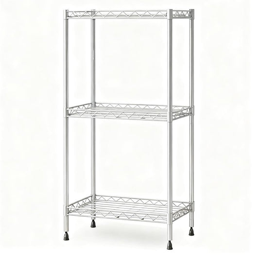 3-Tier Wire Shelving Unit, 1000 lbs Capacity, Adjustable Metal Storage Shelves for Kitchen, Pantry, Garage & Warehouse, Heavy-Duty Steel Organizer (Silver，Easy Assembly)