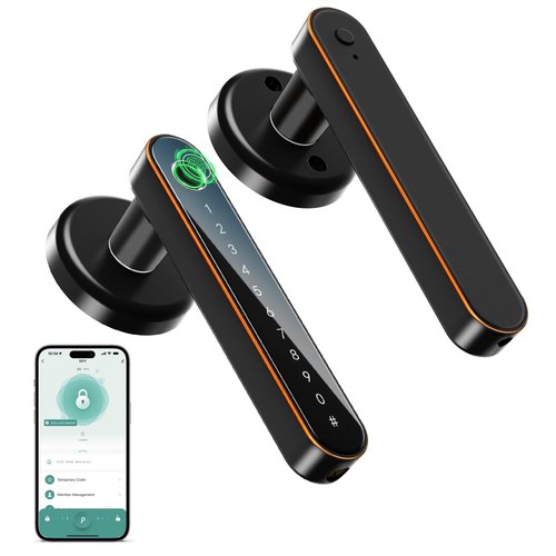 IRONZON Fingerprint Door Lock with Handle Smart Door Lock with Keypad for Home Hotel Office Apartment Bedroom