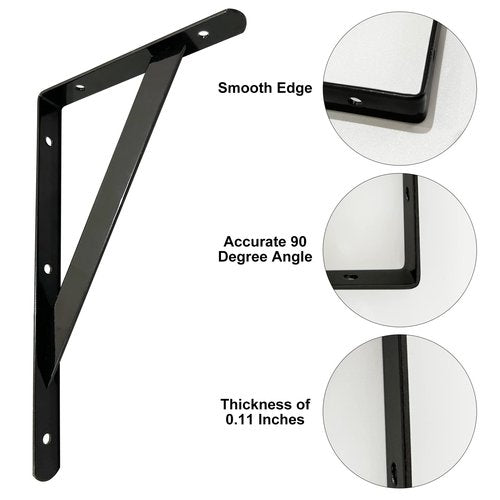 Shelf Brackets 16 Inch x 10 Inch, Heavy Duty Shelf Brackets 4 6 8 10 12 16 20 Inch, L Brackets Heavy Duty for Shelves, Wall Mount Metal Brackets for Wood