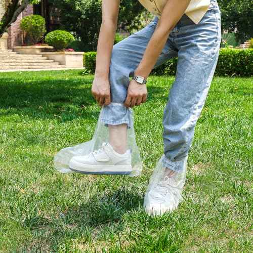 10 Pairs Shoe Covers Boot Covers Plastic Disposable Waterproof Shoe Covers, Shoes Cover for Rain, Rain Boot Shoe Covers, Plastic Boot and Shoe Covers, Non-Slip Outdoor Waterproof Shoe Protectors