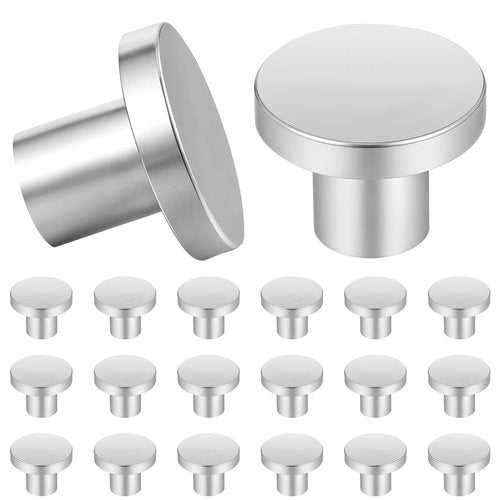 Ubamdom 20 Pack Brushed Satin Cabinet Knobs Round Kitchen Drawer Knobs, Single Hole Cabinet Pulls 1.18 Inch (30MM) Silver Knob for Cabinets Kitchen Cabinets Hardware Furniture Hardware Drawer Handle
