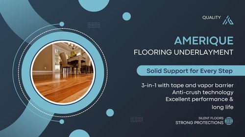 AMERIQUE 800SQFT 4TH Generation Blue 2MM Thick Flooring Underlayment Padding 3-in-1 Heavy Duty Foam with Tape & Vapor Barrier