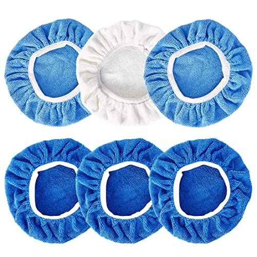 UTSAUTO 6pcs Car Polisher Pads - 9-10 Inch Microfiber Polishing Bonnet Pads Kit