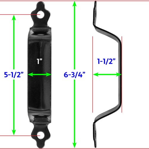 Black 6" Decorative Pressed Steel Gate Handle with 7/16" Hex Head Mounting Screws