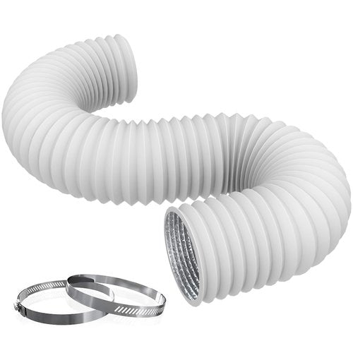Dryer Vent Hose Flexible Aluminum Foil PVC Air Ducting for HVAC Ventilation Fan Filter Kitchens Exhaust,White (4IN 8FT)