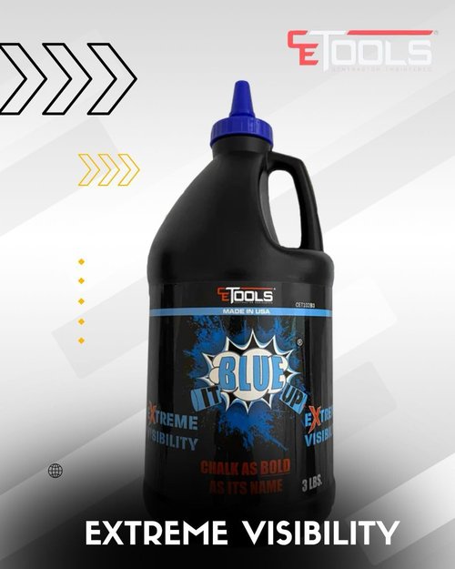 CE TOOLS COMBO 1 unit SnapBack® Chalk Line with Releasable Tip and 2 Unit 3LB Blue It Up EXTREME VISIBILITY Marking Chalk-Made in US, For Chalkline, Job site Chalk, Hydrophobic, Construction use.