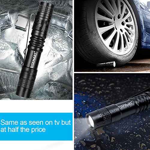 RISEMART Super Small Mini Flashlight AAA 100 Lumens Ultra Bright LED Pen Light Pocket Clip Tactical Torch Lamp(3.5")