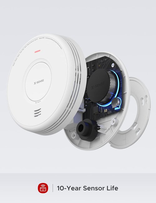 X-Sense AC Hardwired Combination Smoke and Carbon Monoxide Detector, Hardwired Interconnected Smoke and CO Detector Alarm with Replaceable Battery Backup, XP06, 1-Pack