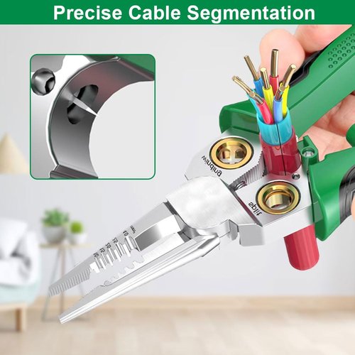 8 in 1 Wire Stripper with Voltage Tester, 2025 New Multifunctional Plier Tools, Foldable Wire Stripper Electrical Pliers for Cutting and Pulling Pliers, Durable Crimping Tool for Home Repair (1pcs)
