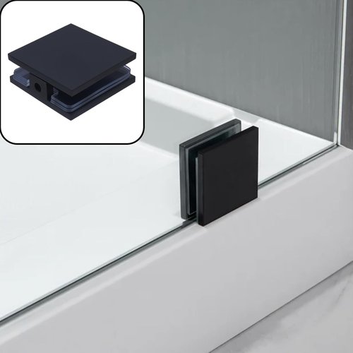 Mewutal 2pcs Brass U Shape Glass Clamps Adjustable Shower Glass Clamps Black Shelf Brackets Heavy Duty Display Cabinet Clips for 5/16" to 1/2" (8 to 12 mm) Thickness Shelf
