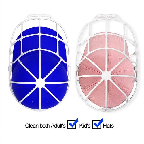 YEENOR Hat Washer Cage for Washing Machine - Baseball Cap Cleaner Rack, Ball Cap Washing, Dishwasher Safe, Perfect for Cleaning and Protecting Hats in Dishwasher (White 2 Pack)