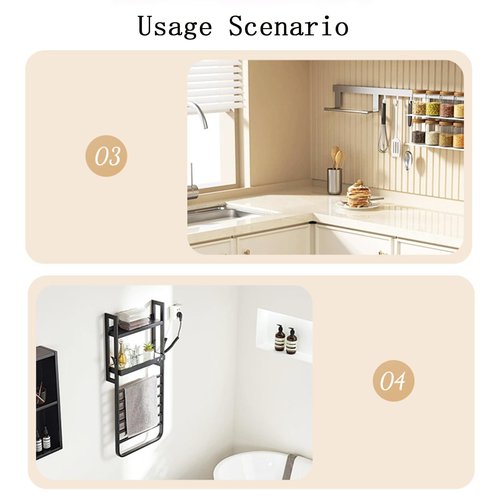Adhesive Wall Hooks - Dark Walnut Wooden Decorative Command Hat Hooks for Wall - Bathroom Towel Holder Shower Accessories - Towel Hooks for Bathrooms Go Hang It Racks Hanging (4, Black)