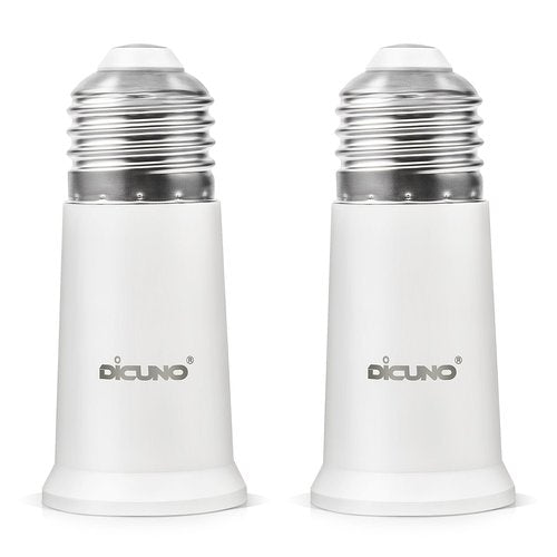DiCUNO E26 Socket Extender, E26 to E26 Standard Medium Base Lamp Bulb Socket Adapter of 5CM/1.97 Inch Extension, Max 200W Light Bulb Extender 2 Pcs
