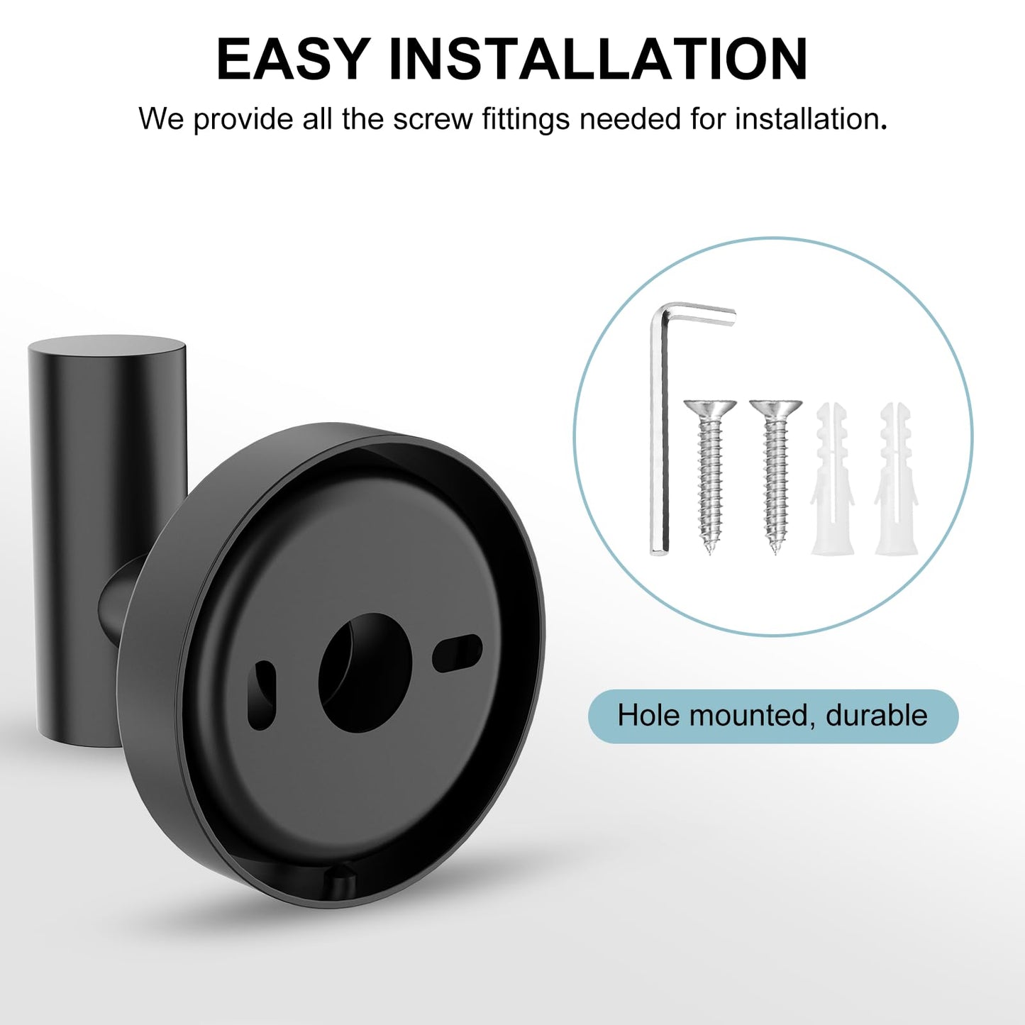 SetSail Towel Hooks for Bathrooms 4 Packs Screw-in Matte Black Bathroom Towel Hook Wall Mounted Stainless Steel Shower Towel Hooks for Coat Hanging, Drill Hole