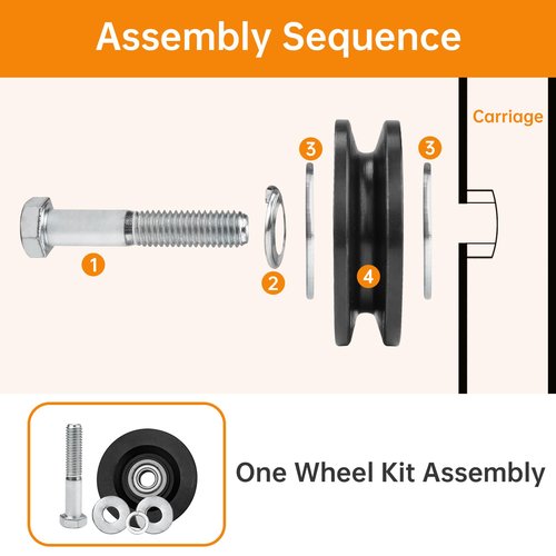 90040 Carriage Wheel Kit Complete Ladder Hoist Replacement Parts for TranzSporter TP250 and TP400 Ladder Hoist Roofing/Shingle/Material (4 Pack)