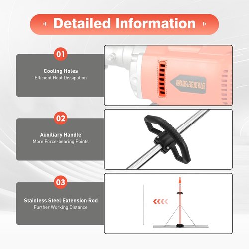 Cordless Electric Screed Cement Finishing Vibrating Machine, Power Concrete Screed Vibratory Kit Concrete Finishing Tool with 5ft Board, 21V Battery Powered Concrete Surface Leveling Tamper Ruler