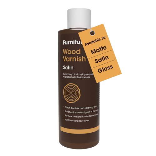 Furniture Clinic Wood Varnish | Satin | Polyurethane Waterproof Coating | Water Based Clear Coat | Wood Sealer for Indoor & Outdoor Furniture | Perfect for Chairs, Tables, Cabinets | 250ml / 8.5 Oz