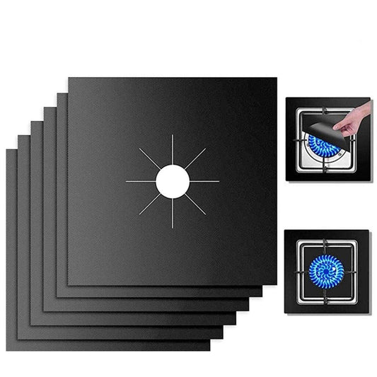 10 Pack Stove Burner Covers Double Thickness Reusable Non-Stick Heat-Resistant Gas Range Protectors for Kitchen and Easy to Clean（Black）FLSEPAMB