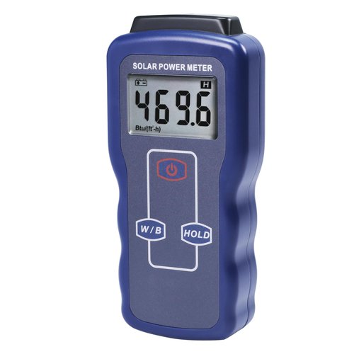 Solar Power Meter Digital Solar Meter, Solar Irradiance Meter for Solar Energy Testing, Solar Transmission Meter with Accuracy Drift<1.5%/Year&Btu/(ft2-h)& W/m² Units for Meteorology Sun Measurement