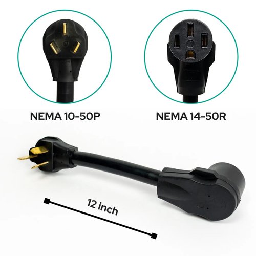 Older Style 3-Pin Stove Range Oven Plug To Newer Style 4-Pin Plugin, Receptacle Outlet, Power Cord Adapter, Electrical Converter Connector, 10-50P To 14-50R 50-Amp 250-Volt. FX1413