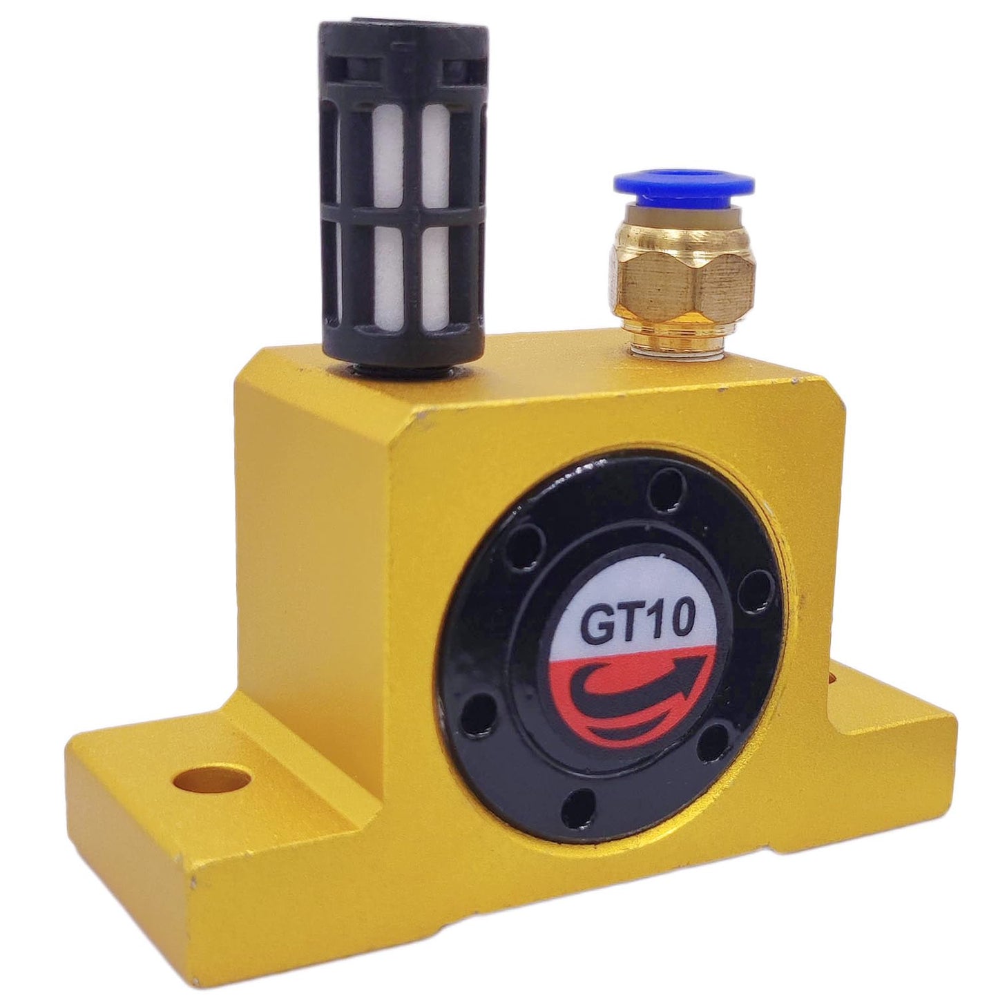 (2-Pcs) GT10 Pneumatic Air Turbine Vibrator GT Series 1/8" Industrial Pneumatic System Components Turbine Vibrators with hopper Golden Free Muffler (GT-10)