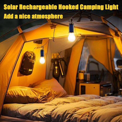 Solar Rechargeable Hooked Camping Light, Waterproof Portable Solar Camping Light, 3 Light Modes Adjustable Camping Lamps for Hiking, Party, Camping, Fishing (4Pcs)
