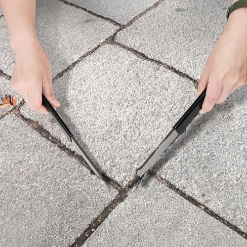 Lawei 2 Pack Paver Puller, Heavy Duty Paver Removal Tool with Joint Scraper Micro Teeth and Gripper Slots, Paver Extractor Tools for Garden, Lawn, Patio, Brick, Block Replacement, Rubber Handle