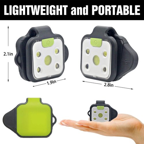 HOKOILN 2 Pack Running Lights for Runners, Rechargeable 4 Modes Clip on Flashlight, LED Night Safety-Light for Running, Walking, Jogging, Camping, Hiking (Black)