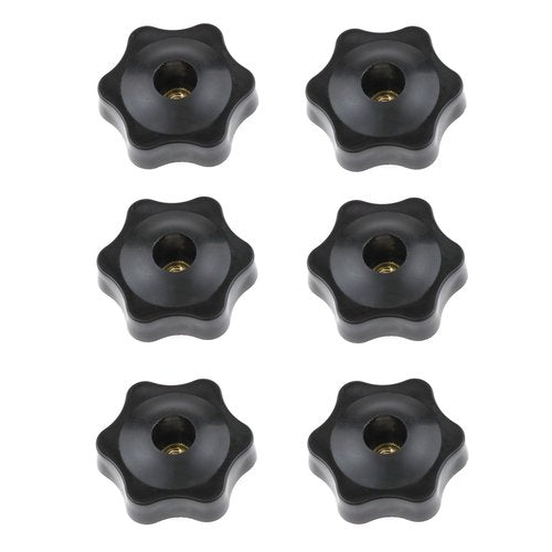Meuey Lyot T Track Knobs Six-Star Thru Knobs 1/4”-20 Hole Knobs for Sawing Machine Drilling Machine Lathe Fixed Length Fixture -6PCS