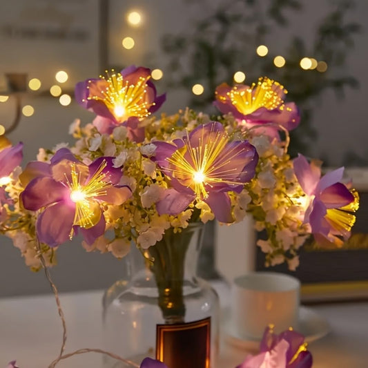 78Inches,Fiber Optic Flower String, LED Flower Garland Lights Fairy Lights for Room Table Wedding Christmas(Purple Flowers)