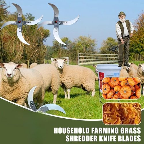 Cohbskj Household Farming Grass Shredder Knife Blades, 2025 Upgraded Vegetable Shredder Set, Adjustable Diameter With 12 Mounting Holes, Improved Chopping Efficiency For Grass And Vegetables (1Set)