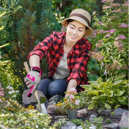 DULFINE Work Gloves for Women,Flexible Breathable Fit-Padded Knuckles & Palm,Touch Screen,Ideal for Gardening Yardwork Warehouse