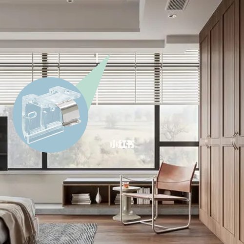 Aifeier ET 4 Pcs Cordless Shade Mounting Bracket with Metal Clips for 1" (25mm) for PVC Cordless Honeycomb Cellular and Pleated Shades Cordless Blinds Headrail Holder Clip