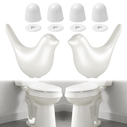 MENNTY 2Packs Ceramic White Birds Toilet Bolt Covers & 4Packs Universal Toilet Bolt Caps, Cute Bathroom Decorative Toilet Floor Screw Cover Caps Easy Installation