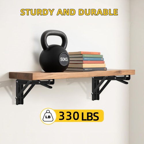 AINVLPRO Folding Shelf Brackets Heavy Duty Stainless Steel – Wall Mounted Collapsible Table Bracket for DIY Workbench, RV Countertop, Kitchen Folding Desk 2 Pack