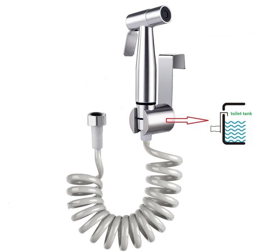 Fat-Cattie Handheld Bidet Sprayer for Toilet, Stainless Steel Bidet Sprayer Holder, Portable Pet Shower, Bathroom Spray Attachment for Personal Hygiene with Hook, Silver