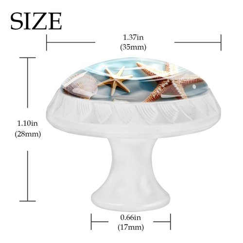 4 Pack White Cabinet Knobs, Beach Shell Starfish Drawer Handles for Cabinets, Dresser, Cupboard, Bathroom, Bedroom, Kitchen Hardware Closet Door Knob