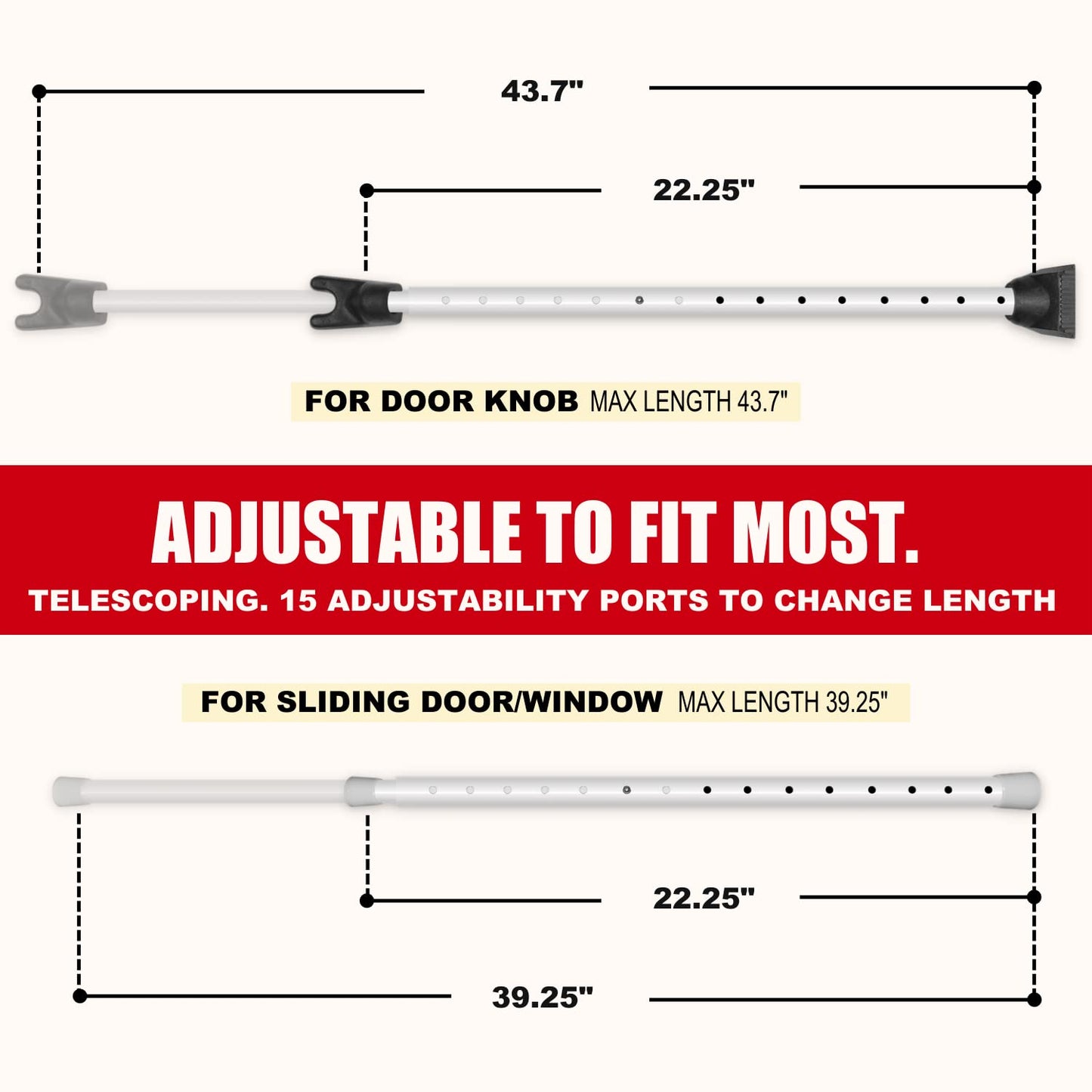 Securityman Door Security Bar with Alarm | Sliding Door Security | Door Stopper (120 dB Extra Loud Alarm) Enjoy Peace of Mind with Durable, Heavy Duty Door Jammer Door Stop Alarm Stick Inside